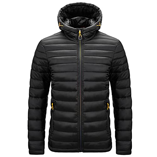 Wintermantel Herren Warm Lang Lange Ärmel Pufferjacke mit Stehkragen Lightweight Moderne Daunenmantel mit Reißverschluss Winddicht Warm Puffer Jacket Steppjacke Wattierter Wintermantel Wanderjacke von MKIU9