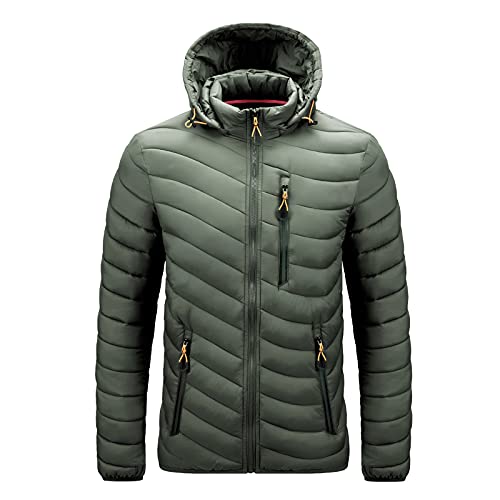 Wintermantel Herren Warm Winddicht Trainingsjacke Loose Fit Jacke Daunenjacke Sweatjacke Kapuzenpullover Winddicht Atmungsaktiv Hybridjacke Puffermantel Steppjacke Thermojacke Funktionjacke von MKIU9