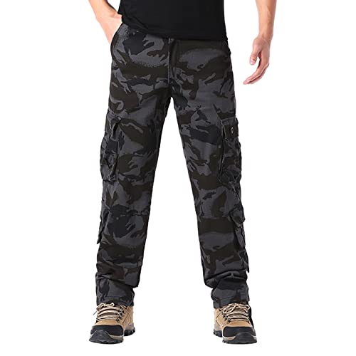 Cargohose Herren Mens Fashion Casual Camouflage Multi Pocket Zipper Buckle Male Cargo Pants Outdoor Pants Tooling Pants Soldat Hose Herren Jogginhose Herren von MKIUHNJ