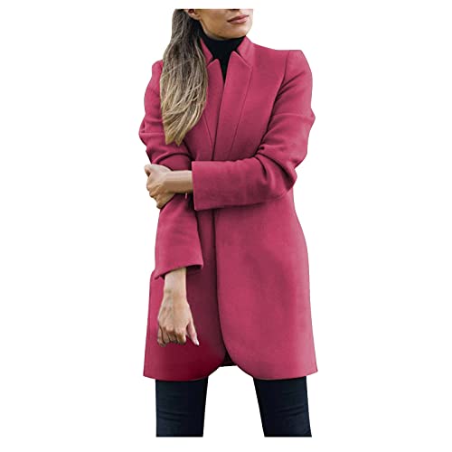 Coat Short Hairy Open Cardigan Long Suit Women Long Solid Sleeve Front Jacket Damen Coat Women Long Sleeve Hairy Open Front Short Cardigan Suit Jacket Solid Long Coat Moderner Damen (Hot Pink, XXXXL) von MKIUHNJ