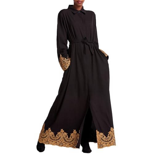 Damen-Robe, Spitzenkante, muslimischer Rock, Robe, Gebetskleidung, EIN Set lässigem Rock Kleider Für Damen Musliman von MKIUHNJ