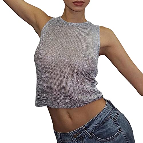 Damen Sommer Street Shoot Sexy Mode Hohl gestrickte ärmellose Weste Schlangenmuster Oberteil Schicke Damenblusen Atmungsaktives Tanktop Spitzen Tanktop Leichtes Tanktop von MKIUHNJ