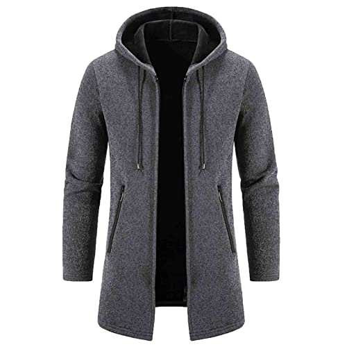 Herren Strickjacke Im Retro-Stil Männliche Herbst- Und Winterreißverschluss-Beiläufige Stehkragen-Lange Hülsen-Urlaubs-Im Freien Gestrickte Wolljacke Altrosa Strickweste Herren Eleganz (Dark Gray, L) von MKIUHNJ