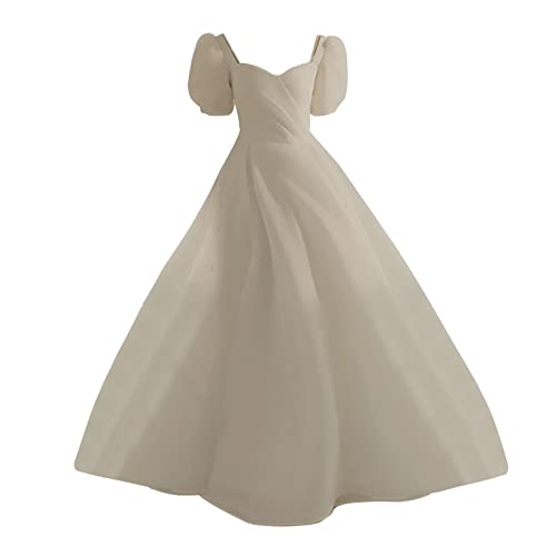 MKIUHNJ Ballkleid Langer Tüll Kurzärmliges Chiffon-Hochzeitskleid für Damen Sexy Kleider Damen Etuikleid Damen Elegant Für Hochzeit Beige Abendkleid Lang Elegant Für Hochzeit Glitzer von MKIUHNJ