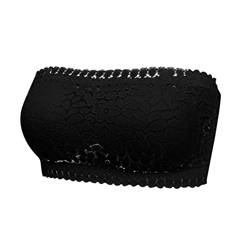 MKIUHNJ Bandeau Bh Damen Mit Bügel Damen Seamless Top Lace Beauty Back Chest Wrapping Unterwäsche T Shirt Schwarz Damen Spitze von MKIUHNJ