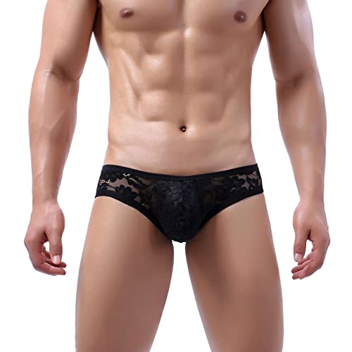 MKIUHNJ Männer Sexy Einfarbige Atmungsaktive Niedrige Taille Gestrickte Spitzenslips Unterhosen Shorts Herren Boxershorts Herren Baumwolle Lustig von MKIUHNJ