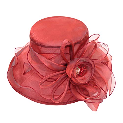 MKIUHNJ Strohhut Damen Tägliche Party-Damenmütze, Hochzeit, Fascinator, Brauttee, Baseballmützen Cap Rot Schwarz Kariert Herren von MKIUHNJ