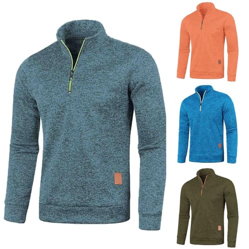 MKIUHNJ Sweatshirt Herren Solid Zipper Neck Pullover Langarm Top Fleece Pullover Herren Dünn Half Zip Pullover Herren Sweatshirt Herren mit Stehkragen Winter Pullover Herren Warm Herrenpullover von MKIUHNJ