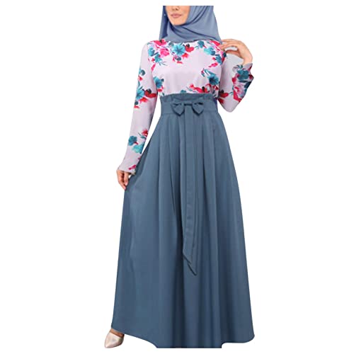 Muslimische Kleider Damen Muslimische lässige Abaya arabische islamische Damen Kaftan Robe muslimische feste Robe Damen lässiges Kleid Grüne Kleider Islamische Kleidung Damen Hijab Abendkleider Lang von MKIUHNJ