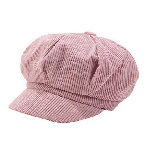 Schirmmütze Herren Schiebermütze Schwarz Driving Flatcap Newsboy Cap Sommerhut Damen Solide Hut Maler Beret Winter News Boy Mütze koreanische Frauen Vintage-Kappe Hut Damen (0826A-Hot Pink, One Size) von MKIUHNJ