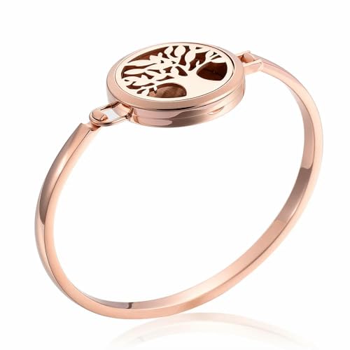 MKJFRLLSA 316L Edelstahl Baum des Lebens Parfüm Medaillon Aromatherapie Medaillon Armreif Halskette Medaillon Armband von MKJFRLLSA