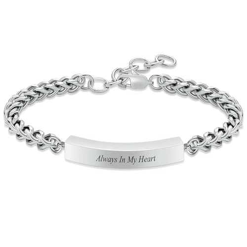 MKJFRLLSA Anpassen Kette Urne Armband Memorial Andenken mit Streifen Edelstahl Urnen für Asche immer in meinem Herzen Einäscherung Schmuck von MKJFRLLSA