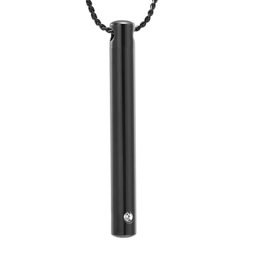MKJFRLLSA Bar Memorial Urne Anhänger Halskette Edelstahl Geburtsstein Kristall Andenken Einäscherung Schmuck für Asche/Frauen/Männer von MKJFRLLSA