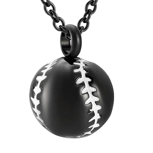 MKJFRLLSA Baseball Andenken Memorial Urne Halskette Edelstahl Einäscherung für Asche Anhänger von MKJFRLLSA