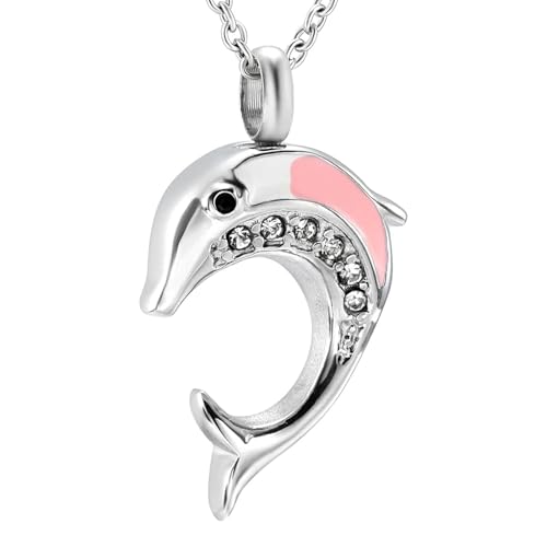 MKJFRLLSA Delphin Einäscherung Urne Halskette Gedenkschmuck für Asche Halter Medaillon Anhänger von MKJFRLLSA