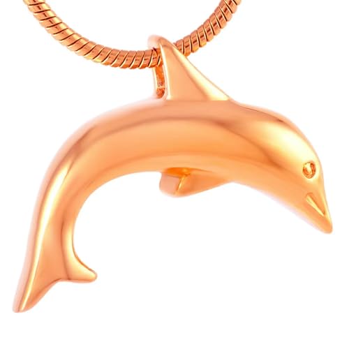 MKJFRLLSA Edelstahl Delfin Einäscherung Urne Halskette Halten Haustier Asche Andenken Memorial Anhänger Schmuck von MKJFRLLSA