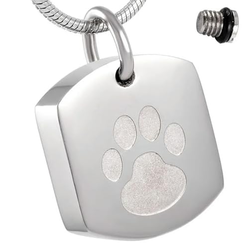 MKJFRLLSA Edelstahl Einäscherung Dog Tag Halskette Memorial Haustiere Asche Medaillon Anhänger Beerdigung Kette Schmuck Urne Halskette von MKJFRLLSA