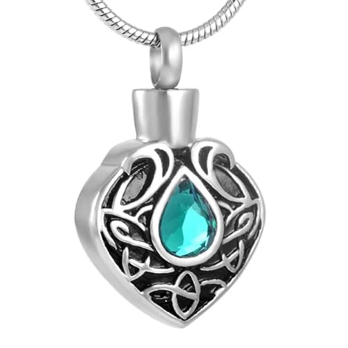 MKJFRLLSA Edelstahl Herz Einäscherung Anhänger Halten Sie kleine Träne Kristall Memorial Urn Halskette für Frauen und Mann von MKJFRLLSA