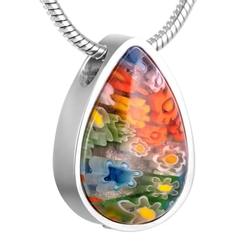 MKJFRLLSA Edelstahl Murano Wassertropfen Cremetion Halskette Memorial Andenken Anhänger Asche Halter Urne Beerdigungsschmuck von MKJFRLLSA