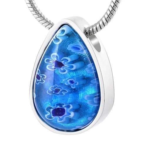MKJFRLLSA Edelstahl Murano Wassertropfen Cremetion Halskette Memorial Andenken Anhänger Asche Halter Urne Beerdigungsschmuck von MKJFRLLSA
