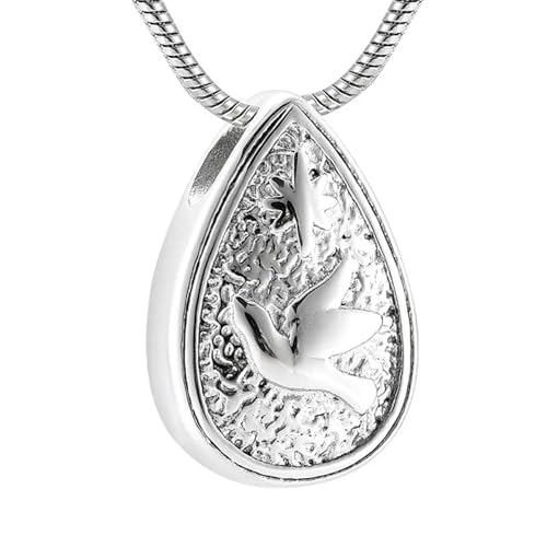 MKJFRLLSA Edelstahl Wassertropfen Einäscherung Anhänger Andenken Halskette Asche Halter Urne Haustier Charm Gedenkschmuck von MKJFRLLSA
