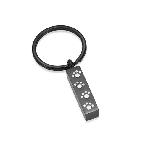 MKJFRLLSA Einäscherung Anhänger Urnen Schlüsselanhänger Würfel mit Pfotenabdruck Für Hund Katze Haustier Asche Edelstahl Memorial Schmuck Schlüsselanhänger von MKJFRLLSA