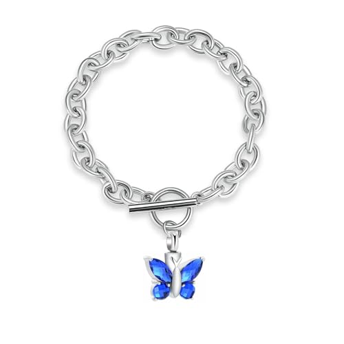 MKJFRLLSA Einäscherung Armband für Asche - Kristall Schmetterling Anhänger Urne Armreif Gedenkschmuck Edelstahl Asche Halter Andenken MKJFRLLSA Einäscherung Armband für Asche - Kristall Schmetterling Anhänger Urne Armreif Gedenkschmuck Edelstahl Asche Halter Andenken von MKJFRLLSA