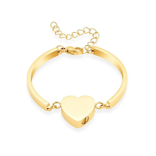 MKJFRLLSA Einäscherung Armband für Asche Verstellbares Herz Memorial Urne Armreif Asche Halter Edelstahl Andenken Schmuck für Frauen von MKJFRLLSA
