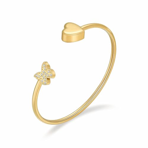 MKJFRLLSA Einäscherung Armband für Asche für Frauen Schmetterling Herz zu öffnende Manschette Armreif Gedenkurne Schmuck Geliebte Menschen Andenken von MKJFRLLSA