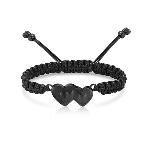 MKJFRLLSA Einäscherung Asche Armband Doppelherz Verstellbar Geflochtener Armreif Für Asche Kleine Urnen Memorial Frauen Schmuck Gravur von MKJFRLLSA