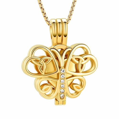 MKJFRLLSA Einäscherung Schmetterling Halskette für Asche Edelstahl Schmetterling Urne Halskette Asche Halter von MKJFRLLSA