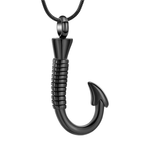 MKJFRLLSA Einäscherung Schmuck Edelstahl Mann Fischhaken Form Anhänger Urne Halskette Für Asche Kostenlose Gravur Memorial Andenken von MKJFRLLSA