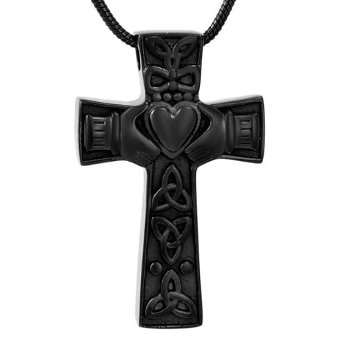MKJFRLLSA Einäscherung Schmuck Herz Kreuz Gedenkurne Anhänger Andenken Asche Halskette Geschenk für Männer Kostenloses Trichter Kit von MKJFRLLSA