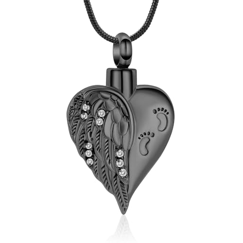 MKJFRLLSA Einäscherung Schmuck Herz Urne Halskette Asche für Frauen Männer Andenken Anhänger Memorial Menschlicher Asche Halter von MKJFRLLSA