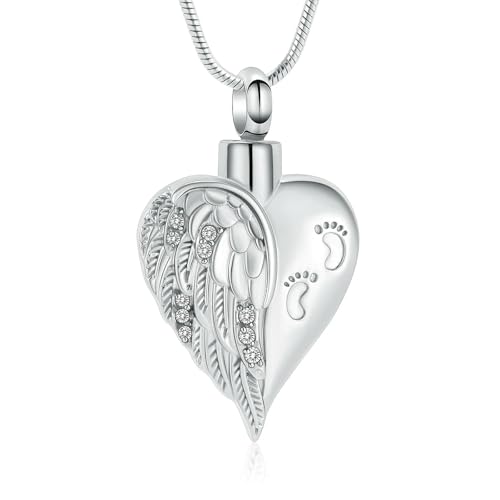 MKJFRLLSA Einäscherung Schmuck Herz Urne Halskette Asche für Frauen Männer Andenken Anhänger Memorial Menschlicher Asche Halter von MKJFRLLSA