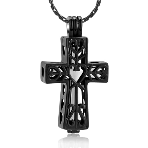 MKJFRLLSA Einäscherung Schmuck Hohles Kreuz Anhänger Memorial Urne Halskette für Asche Mensch Haustier Asche Halter Andenken Geschenk für Frauen Männer MKJFRLLSA Einäscherung Schmuck Hohles Kreuz Anhänger Memorial Urne Halskette für Asche Mensch Haustier Asche Halter Andenken Geschenk für Frauen Männer von MKJFRLLSA