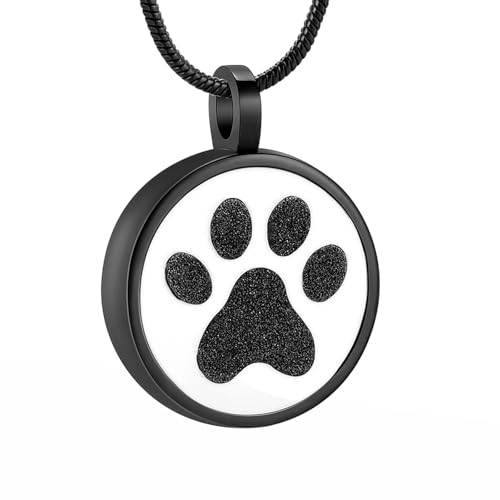 MKJFRLLSA Einäscherung Schmuck Urne Halskette für Asche Pfote Abdruck Gedenkurne für Hund Katze Asche Kreis des Lebens Andenken Anhänger Asche Halter von MKJFRLLSA