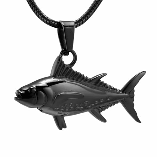 MKJFRLLSA Einäscherung Schmuck für Asche Anhänger Fisch Urne für menschliche Asche Andenken Anhänger Halskette für Hund Katze Urne Schmuck Asche Medaillon von MKJFRLLSA