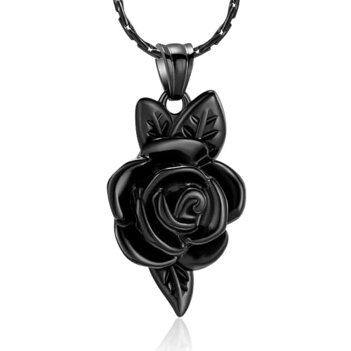 MKJFRLLSA Einäscherung Schmuck für Asche Blume Form Anhänger Gedenkurne Halskette Edelstahl Beerdigung Asche Halter Andenken für Frauen von MKJFRLLSA