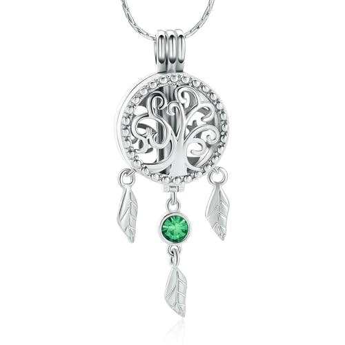 MKJFRLLSA Einäscherung Schmuck für Asche Edelstahl Baum des Lebens Anhänger Memorial Urne Halskette Andenken Geschenk für geliebten Menschen von MKJFRLLSA