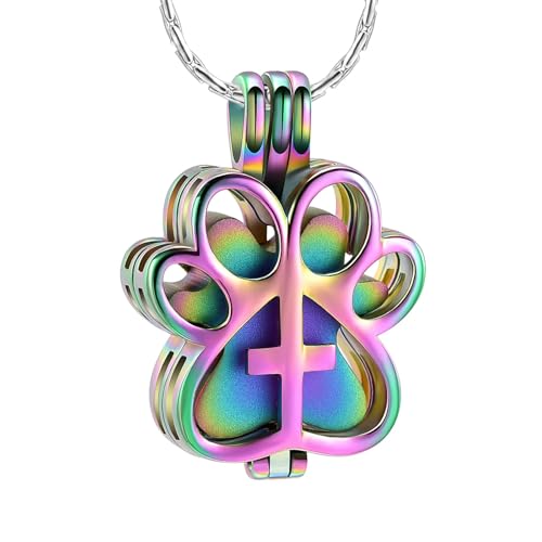 MKJFRLLSA Einäscherung Schmuck für Asche Haustiere Edelstahl Hund Katze Pfote Memorial Urne Halskette Medaillon Kreuz Pfote Glas Anhänger Andenken MKJFRLLSA Einäscherung Schmuck für Asche Haustiere Edelstahl Hund Katze Pfote Memorial Urne Halskette Medaillon Kreuz Pfote Glas Anhänger Andenken von MKJFRLLSA