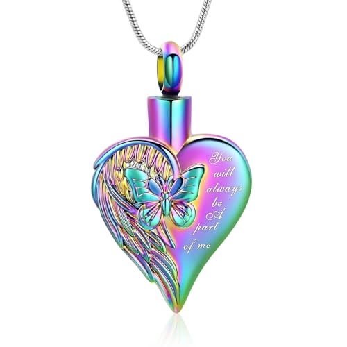 MKJFRLLSA Einäscherung Schmuck für Asche Herz Urne Halskette Anhänger Asche für Frauen Männer Familie Andenken Denkmal von MKJFRLLSA