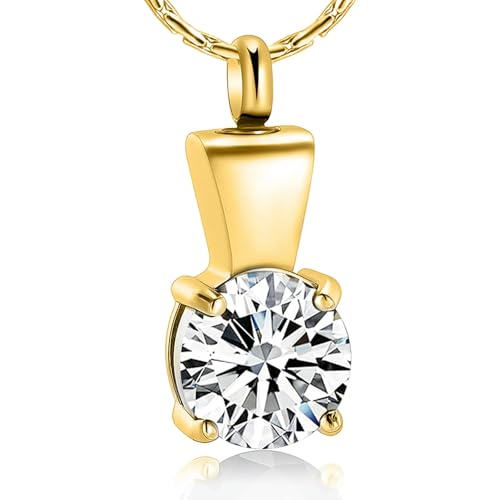 MKJFRLLSA Einäscherung Schmuck für Asche für Frauen Runde Geburtsstein Anhänger Urne Memorial Halskette Geliebte Asche Halter Andenken Geschenk von MKJFRLLSA