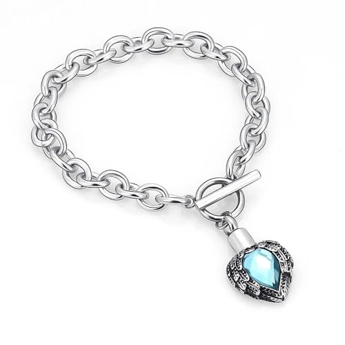 MKJFRLLSA Einäscherung Urne Armband für Asche Edelstahl Kristall Herz Anhänger Hand Kette Andenken Geliebte Gedächtnisschmuck von MKJFRLLSA