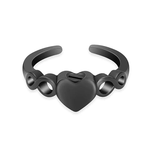 MKJFRLLSA Einäscherungsringe für Asche Edelstahl Herz Urne Ringe öffnen Finger Ringe Andenken Memorial Asche Schmuck für Frauen von MKJFRLLSA
