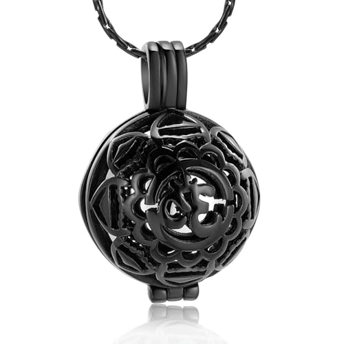 MKJFRLLSA Einäscherungsschmuck für Asche - Hohlmuster Anhänger Memorial Halskette Internes Edelstahl Kugelglas Urne Andenken von MKJFRLLSA