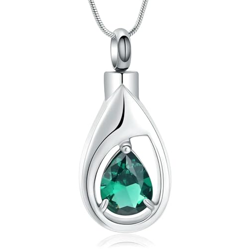 MKJFRLLSA Feuerbestattung Schmuck Teardrop Memorial Urn Halskette für Asche für Frauen Zirkonia Andenken Anhänger Schmuck von MKJFRLLSA