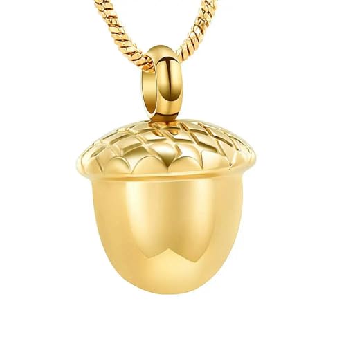 MKJFRLLSA Feuerbestattung Schmuck Urne Halskette für Asche 316L Edelstahl Eichel Memorial Anhänger Geliebte Beerdigung Andenken für Frauen Männer von MKJFRLLSA