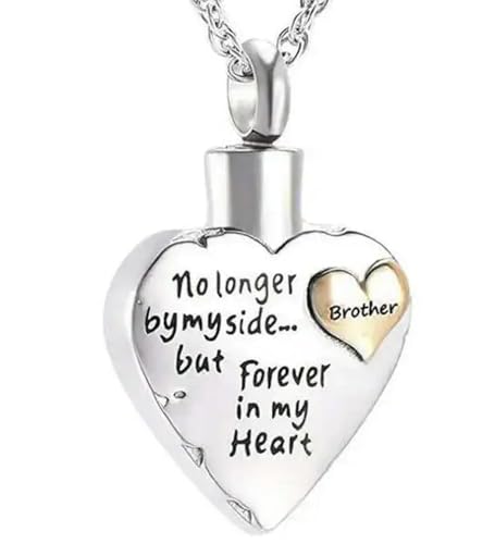 MKJFRLLSA Feuerbestattungsschmuck für Asche Anhänger Gravur Nicht mehr an meiner Seite, sondern für immer in meinem Herzen Gedenkurne Halskette für Mensch/Haustier von MKJFRLLSA