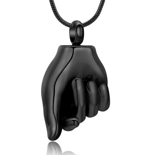 MKJFRLLSA Finger Herz Urne Halskette für Asche Anhänger Einäscherung Schmuck Asche Medaillon für Mensch Hund Katze Memorial Halskette für Frauen Männer von MKJFRLLSA